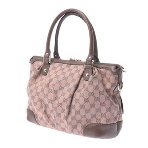 Gucci Pink Sukey Handbag Tan Beige Canvas Leather Bag Calf GG